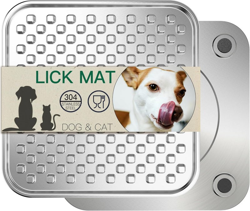 Techphardo Stainless Steel Large Lick Mat for Dogs & Cats, Chew-Proof Slow Feeder, Anxiety Reducer, Whisker-Friendly for Cats, Non-Slip Heavy Duty Base, Raw Feeding Pad, Dishwasher Safe [Large-1Pack] - Image 1